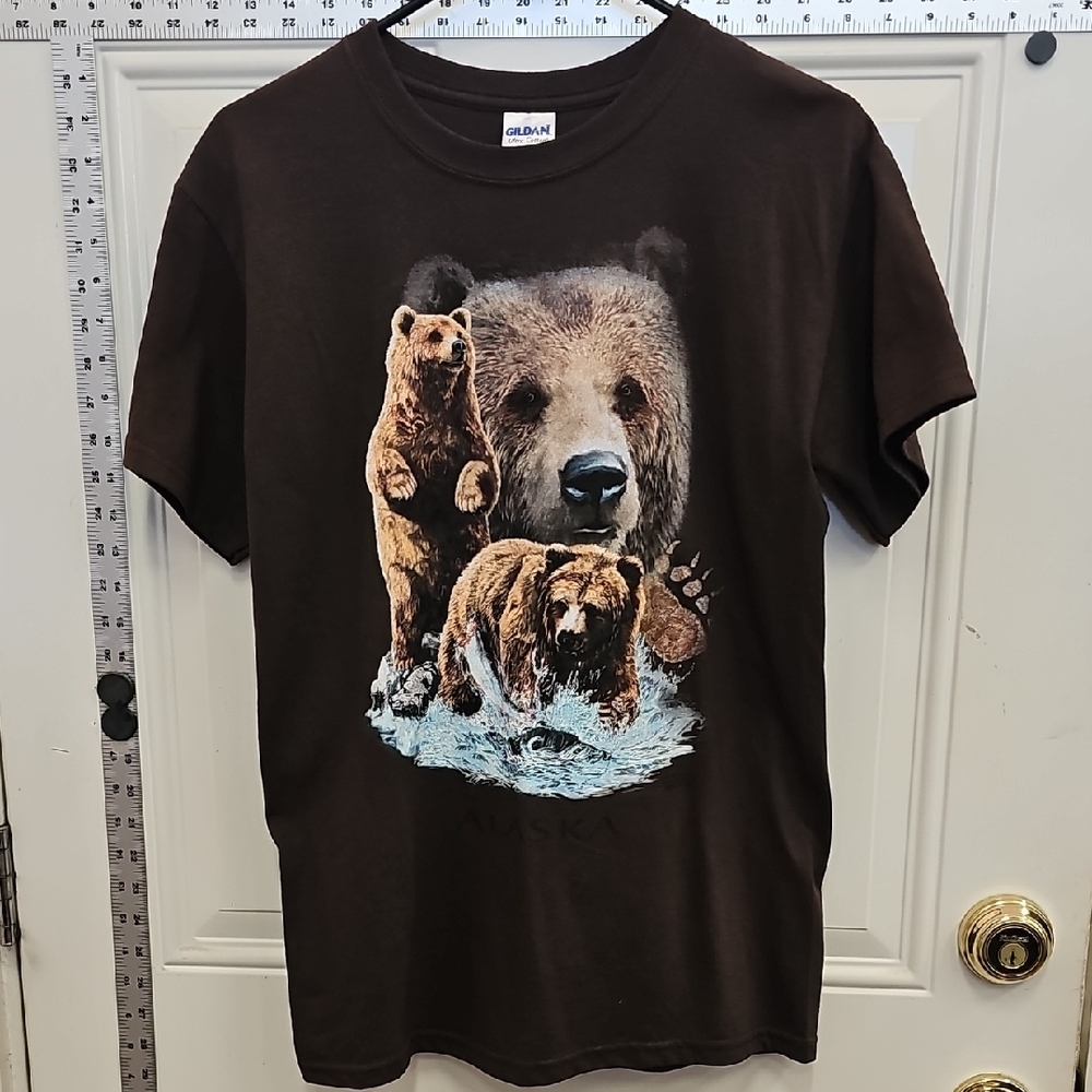 Gildan, Brown, Bear, Casual, Family, Graphic, Cotton, Alaska, Unisex, Streetwear